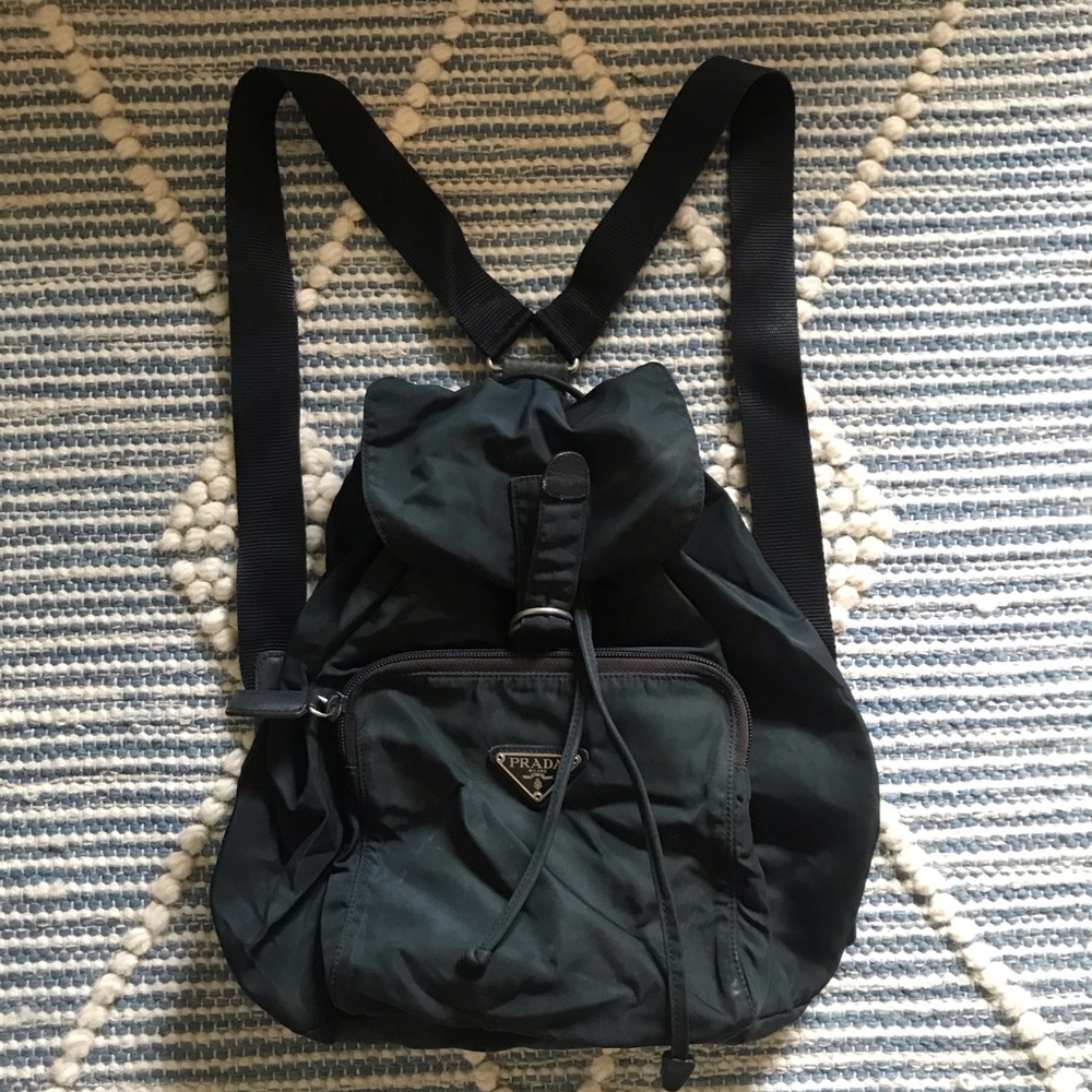 Navy Prada Nylon Backpack